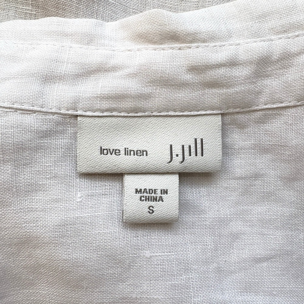 J Jill Love Linen Top Women Small Blouse White 100% Linen Beachy Resort Coastal - Picture 4 of 9